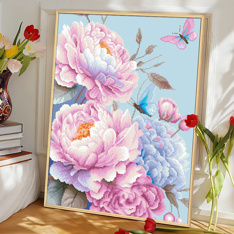 50X60CM Peony DIY Cross Stitch Kits Full Range of Embroidery 11CT 3 Strands NO Frame
