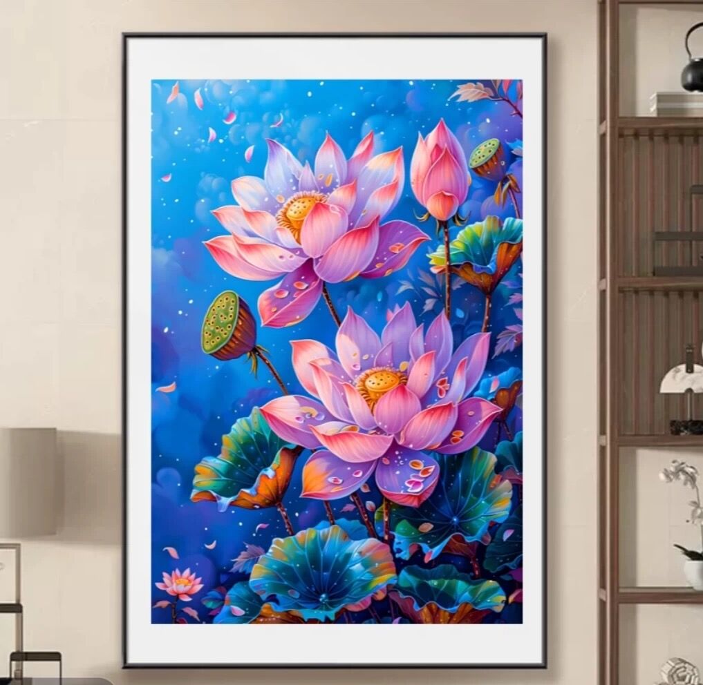 62X82CM Lotus DIY Cross Stitch Kits Full Range of Embroidery 11CT 3 Strands NO Frame