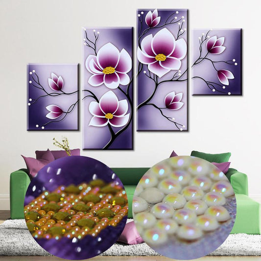 131x75CM 4PCSFlower 5D  Diamond Painting -NOT FULL Drilled and No frame