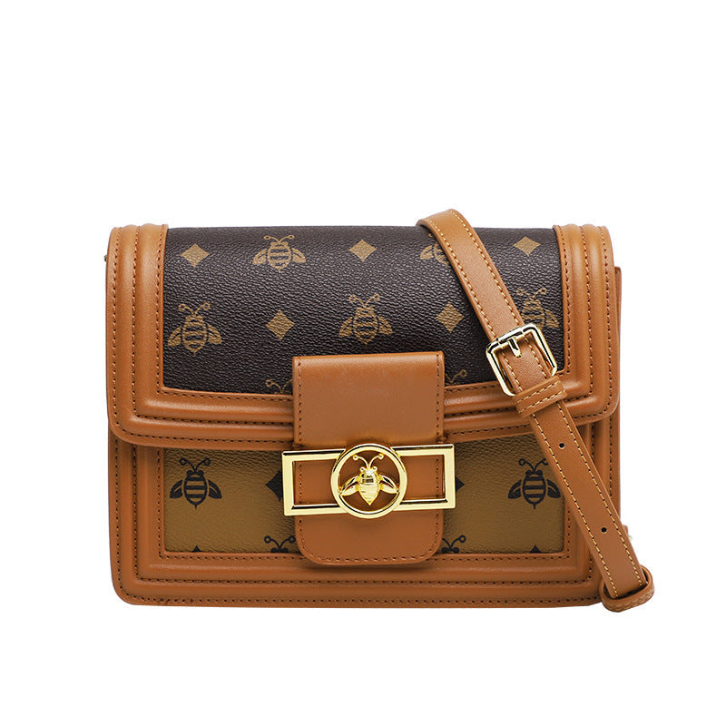 Fashion Retro Design Small Square Bag Bee Bag Versatile One Shoulder Crossbody Bag