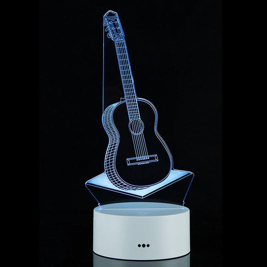 3D Colorful Charging Night Light Bedside LED Lamp Various Shapes Creative Gif-guitar