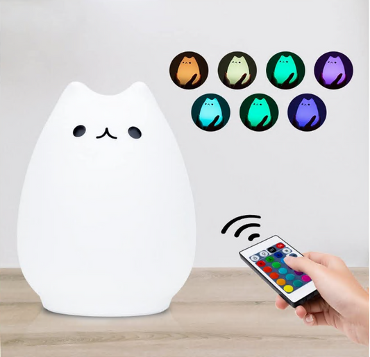 Remote Control Night Light for Kids Silicone LED Kitten Light Nursery Lamp