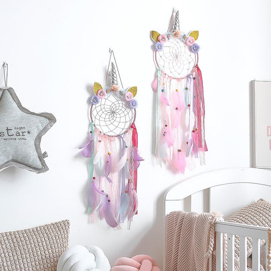 Handmade Dream Catcher With Light Room Decor Feather Weaving Wind Chimes Religious Mascot