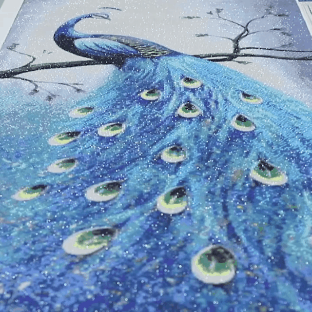 60X110CM-Blue Peacock 5D Full Diamond Painting DIY – emartsa