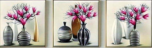 150x50CM 3PCS-Magnolia and vase 5D Full Diamond Painting NO Frame Round beads