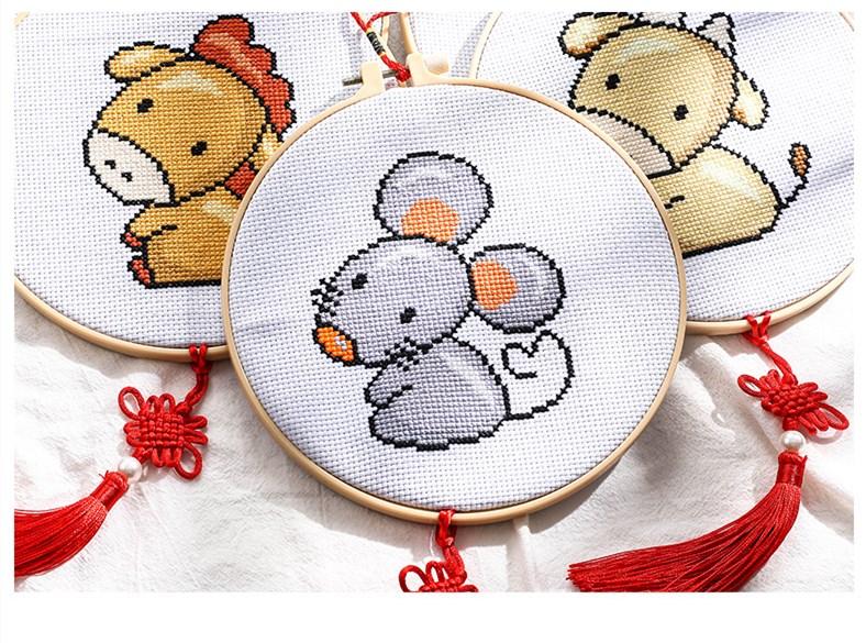 Zodiacal animals Collections Handcraft Embroidery Needlework Kits DIY Cross Stitch Materials Package-OX