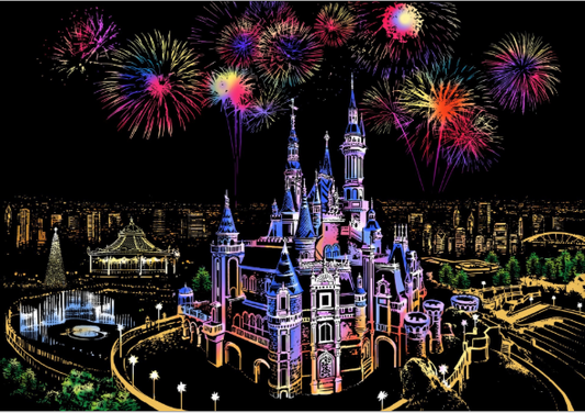 Scratch Art Paper Painting Sketch Scratch Painting Creative Gift Scratch Board for Adult and Kids with 5 Tools-Dream Castle