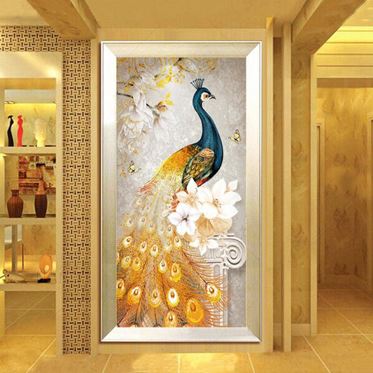 50x90cm Peacock  Cross Stitch Kits 11CT Stamped Full Range of Embroidery Starter Kit for Beginners Pre-Printed Pattern