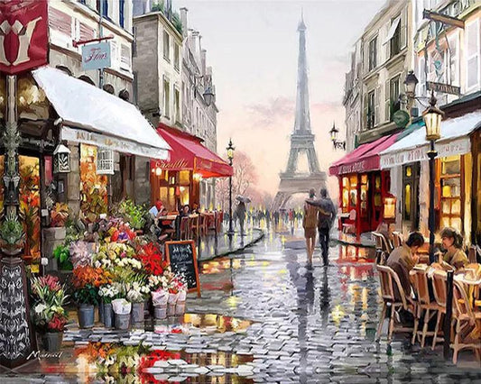 No Framed DIY Oil Painting By Numbers Canvas Wall Art For Living Room Home Decor-Eiffel Tower 40*50CM