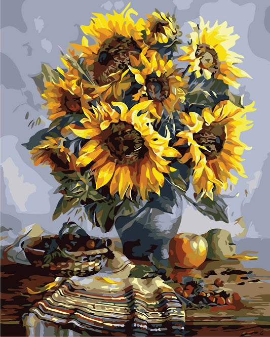 No Framed DIY Oil Painting By Numbers Canvas Wall Art For Living Room Home Decor-Sunflower 40*50CM