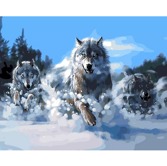No Framed DIY Oil Painting By Numbers Canvas Wall Art For Living Room Home Decor 40*50CM-wolf