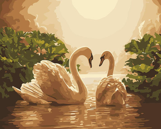 No Framed DIY Oil Painting By Numbers Canvas Wall Art For Living Room Home Decor 40*50CM-Swan