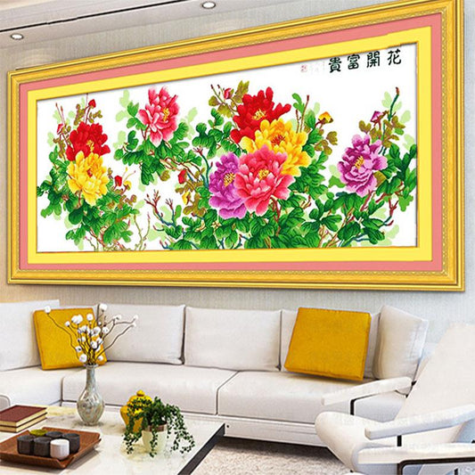 140x65cm Flower Rich and Honore Finished Cross Stitch Home Decoration