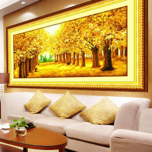 150x70cm Gold Tree  Finished Cross Stitch Home Decoration