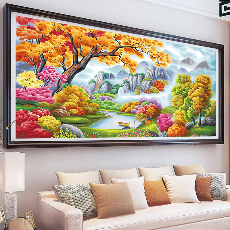 172 × 70 سم أرض الجمال المثالي 3 خيوط 11 قيراط مختومة عبر الغرز مجموعة كاملة من أدوات التطريز المبتدئة للمبتدئين أنماط مطبوعة مسبقًا