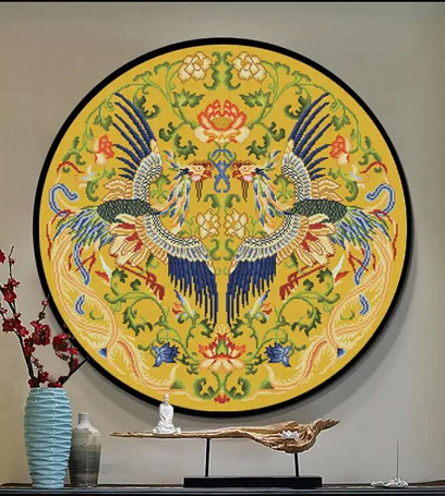 60x60 سنتيمتر مزدوجة تحلق فينيكس فينش عبر عدة خياطة 11CT مختوم مجموعة كاملة من التطريز بداية عدة للمبتدئين نمط مطبوع مسبقا