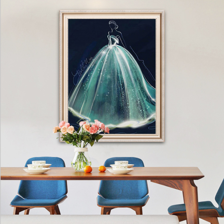 56 × 73 سم فستان زفاف الأميرة عبر عدة خياطة 11CT مجموعة كاملة من التطريز للمبتدئين بنمط مطبوع مسبقًا