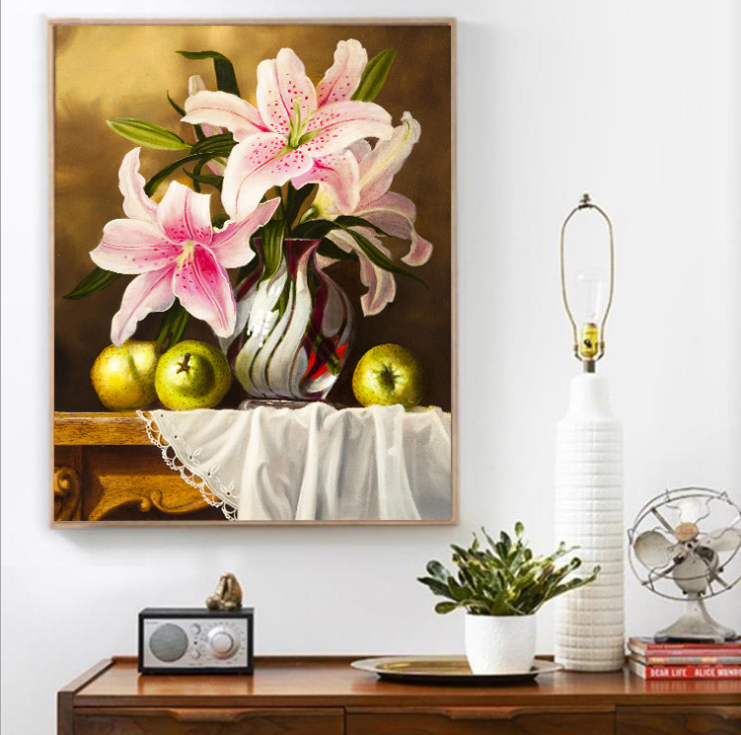 60X75CM زنبق عبر عدة خياطة 11CT مختوم مجموعة كاملة من التطريز كاتب كيت للمبتدئين نمط المطبوعة مسبقا