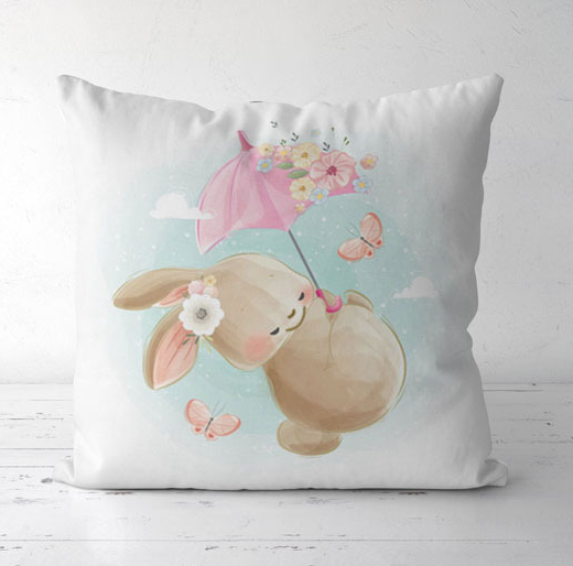 Rabbit DIY Embroidery Pillow Case DIY Cross Stitch Needlework Sets Home Decoration(Pillow core not included)