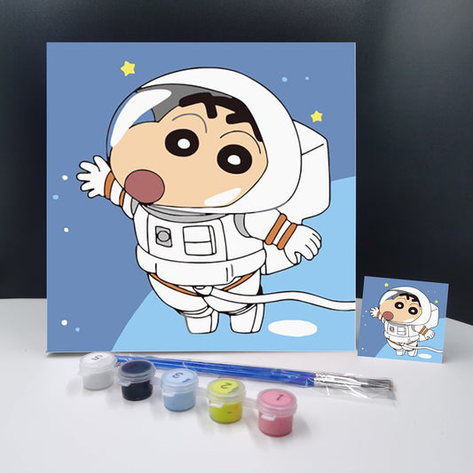 20x20CM Crayon Shin-chan - Kids with Framed DIY Oil Painting By Numbers