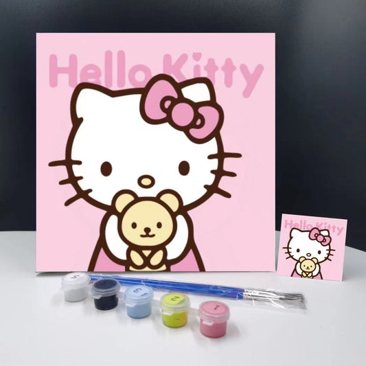 20x20CM Hello Kitty - Kids with Framed DIY Oil Painting By Numbers