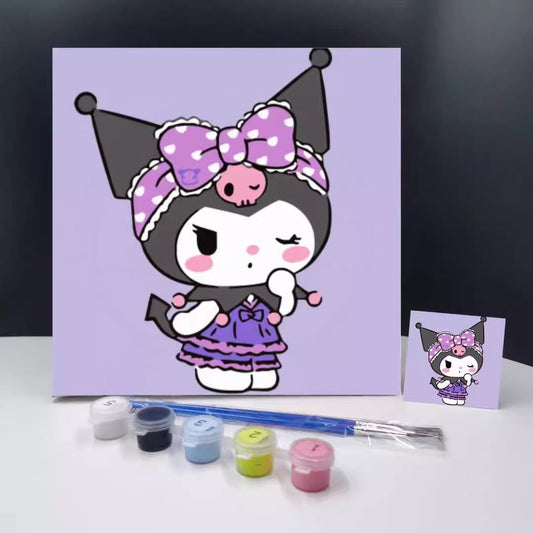 20x20CM Kuromi - Kids with Framed DIY Oil Painting By Numbers