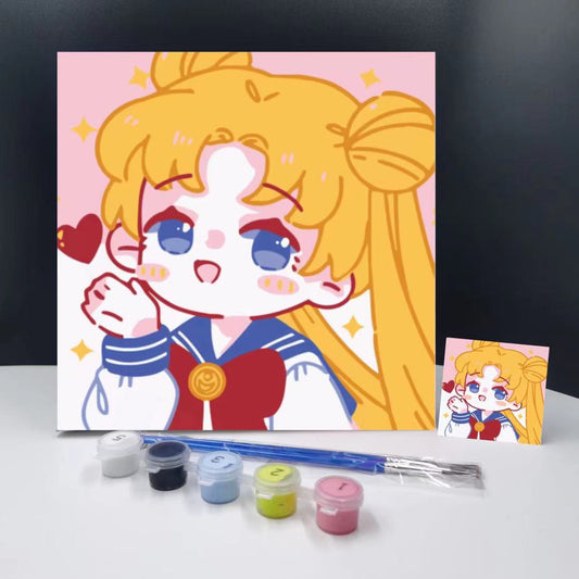 20x20CM Sailor Moon - Kids with Framed DIY Oil Painting By Numbers