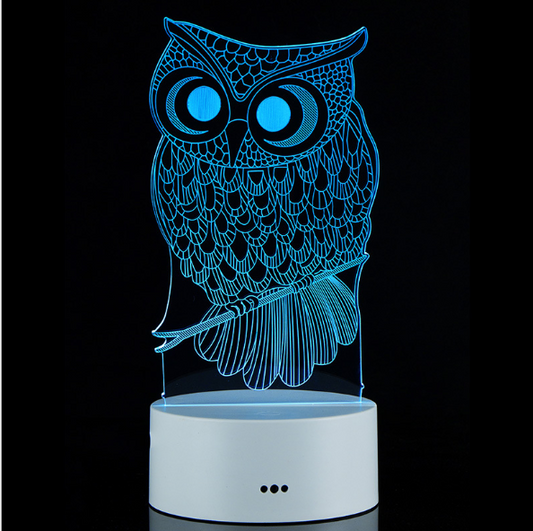 3D Colorful Charging Night Light Bedside LED Lamp Various Shapes Creative Gif-owl