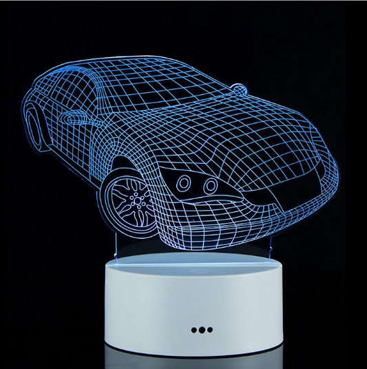 3D Colorful Charging Night Light Bedside LED Lamp Various Shapes Creative Gif-car
