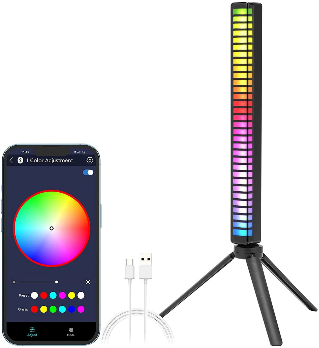 1pc Ruban Barre Lumineuse Gaming LED Sound Control Pickup Rythme decor RGB  Musique Ambiance Batterie Contrôle APP Noir - Cdiscount Maison