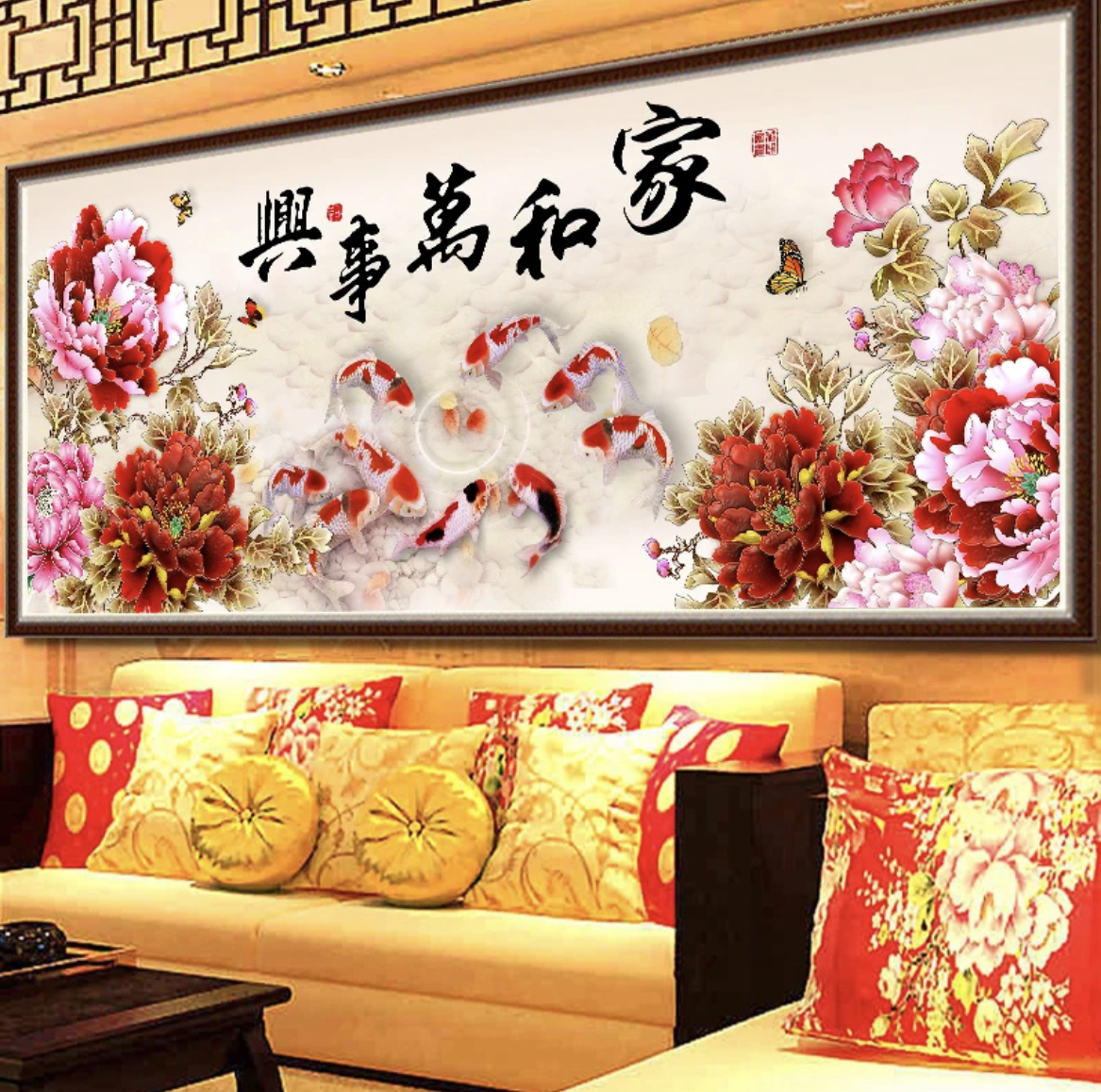 150X65CM - Flower and Fish DIY 5D Full Diamond Painting NO Frame