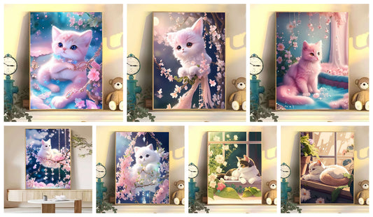 【CHOOSE PICTURE TO PLACE ORDER】 40x50cm cute cat 5d diy diamond painting full drill NO FRAME