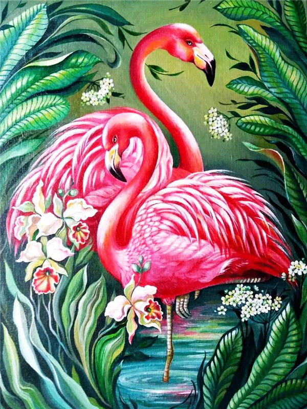 40X50CM Flamingo DIY Oil Painting By Numbers