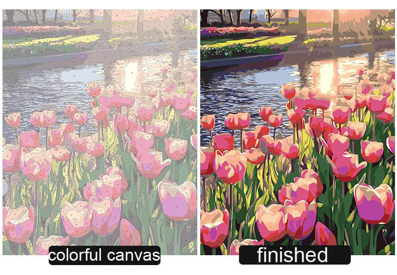 40X50CM Snow Rose DIY Oil Painting By Numbers WITH Frame
