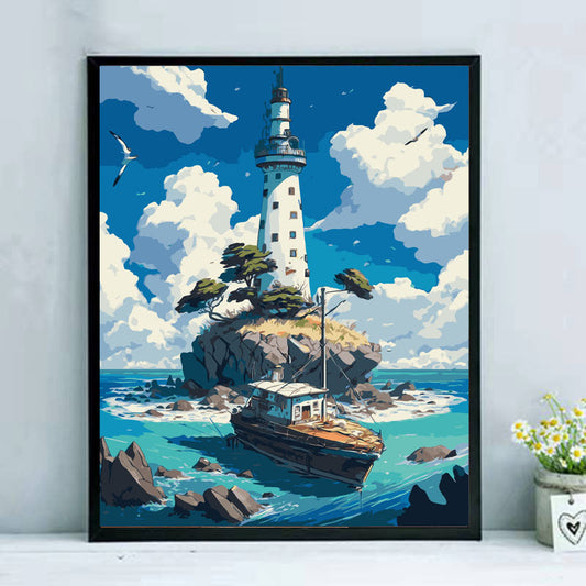 40X50CM Lighthouse DIY Oil Painting By Numbers