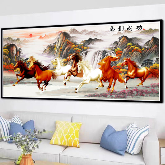 75X160CM Horse DIY Cross Stitch Kits Full Range of Embroidery 11CT 3 Strands NO Frame