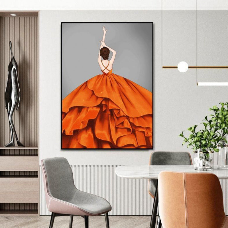 50X90CM - Orange Dress Girl DIY 5D Full Diamond Painting NO Frame