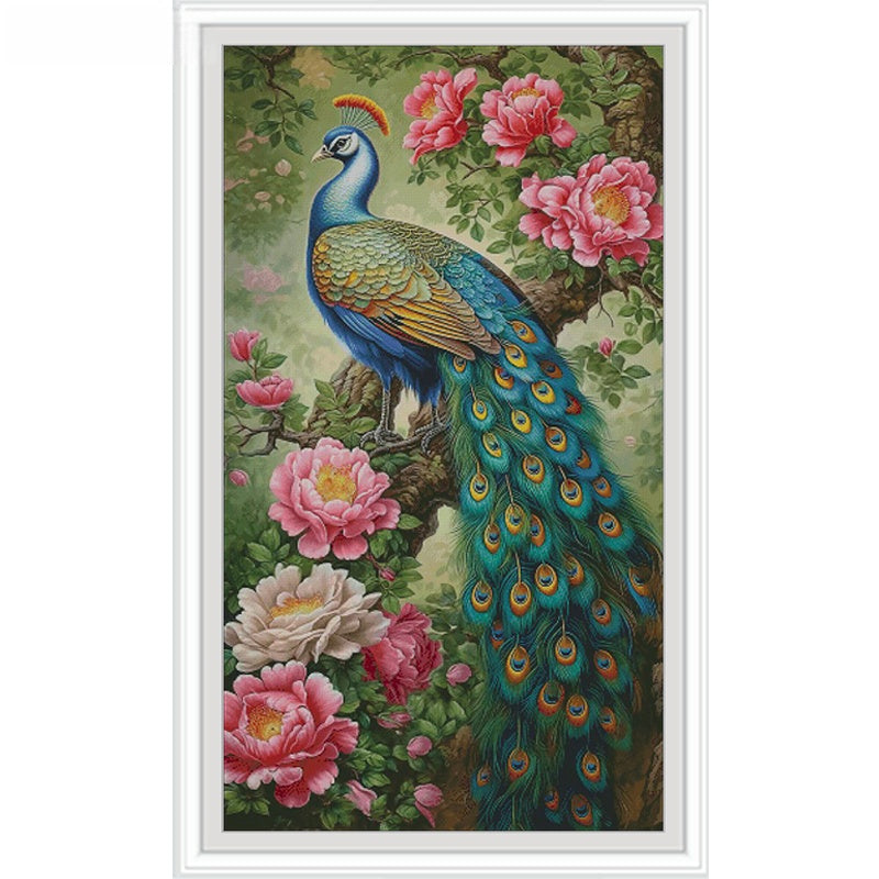 65X120CM Flower Peacock DIY Cross Stitch Kits Full Range of Embroidery 11CT 3 Strands NO Frame