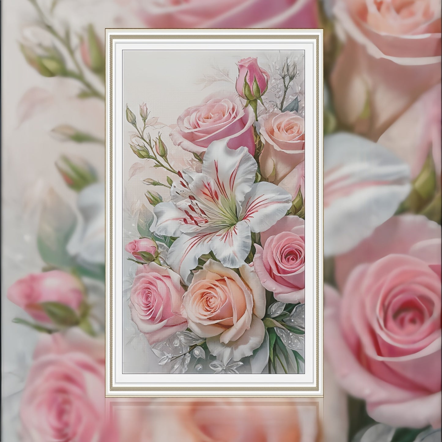 60X110CM Flower DIY Cross Stitch Kits Full Range of Embroidery 11CT 3 Strands NO Frame