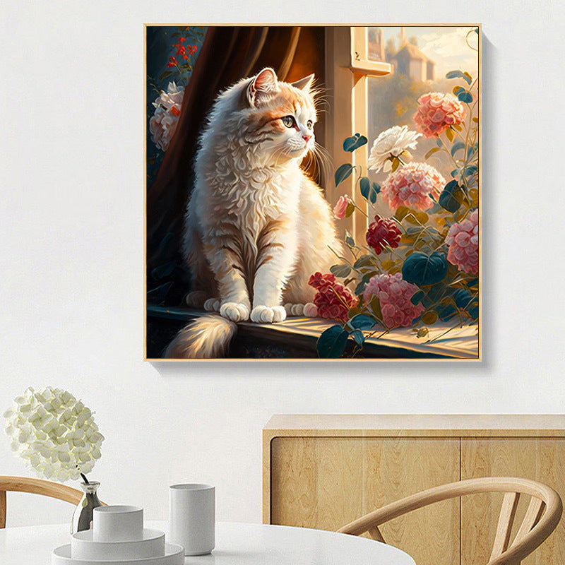 60X60CM Flower Cat DIY Cross Stitch Kits Full Range of Embroidery 11CT 3 Strands NO Frame
