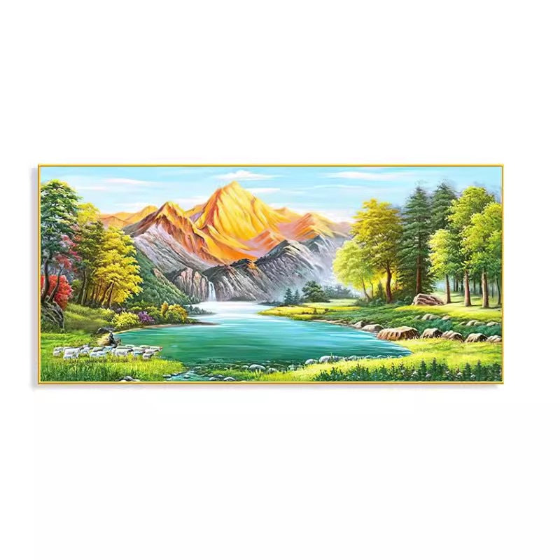 65X150CM  Golden Mountains DIY Cross Stitch Kits Full Range of Embroidery 11CT 3 Strands NO Frame