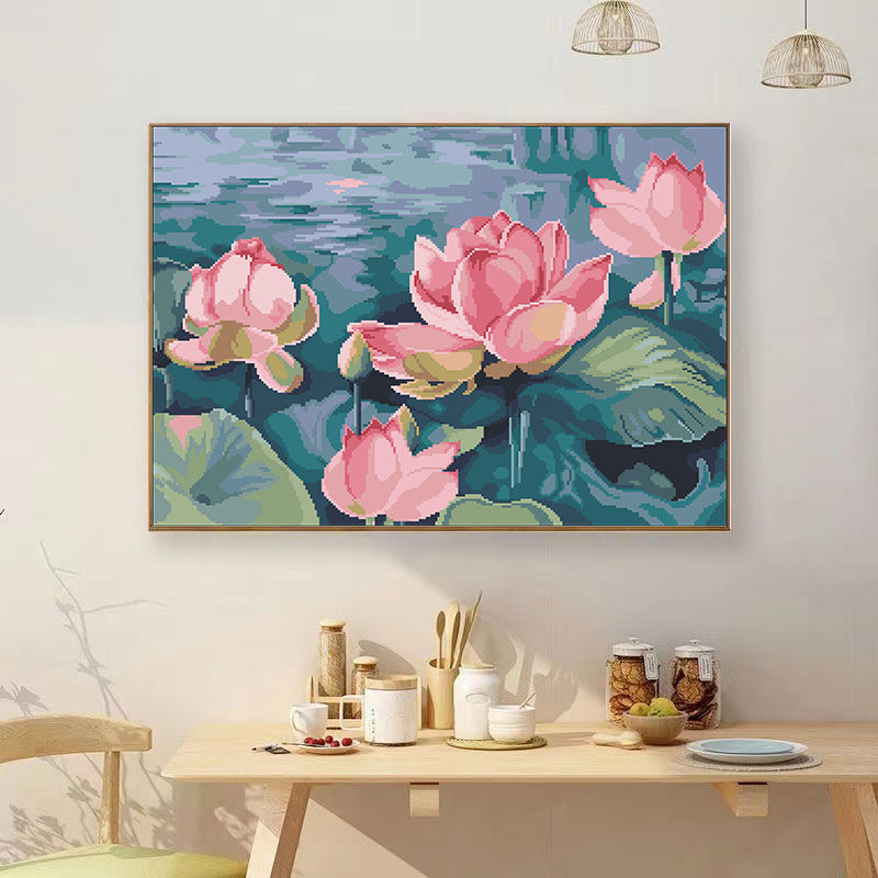 Lotus Flower DIY Cross Stitch Kits Full Range of Embroidery NO Frame