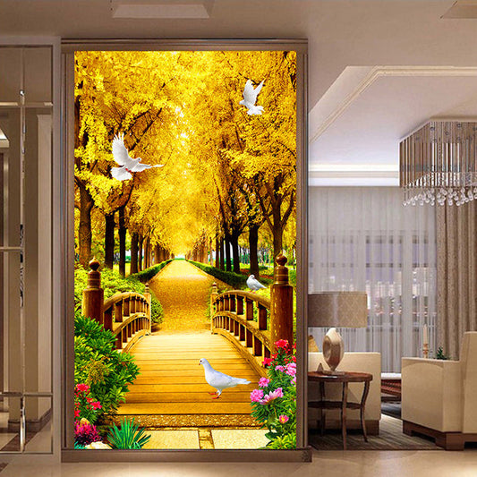 Golden Tree and White Pigeon DIY Product 5D Full Diamond DIY Painting NO Frame