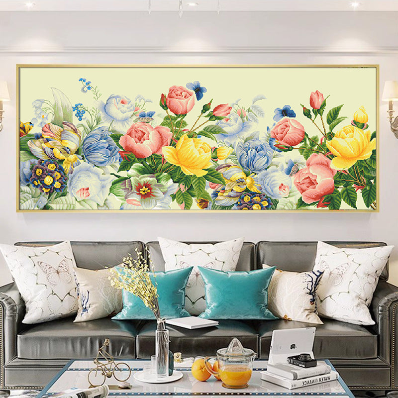 50X120CM Flower DIY Cross Stitch Kits Full Range of Embroidery 11CT 3 Strands NO Frame