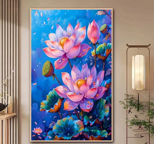 62X82CM Lotus DIY Cross Stitch Kits Full Range of Embroidery 11CT 3 Strands NO Frame