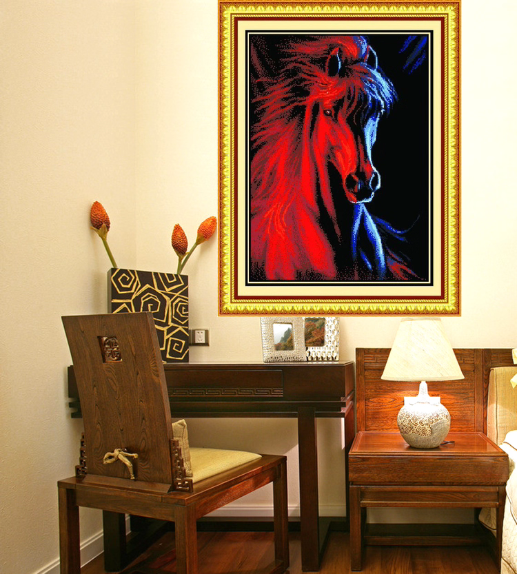 52X70CM Horse DIY Cross Stitch Kits Full Range of Embroidery 11CT 3 Strands NO Frame