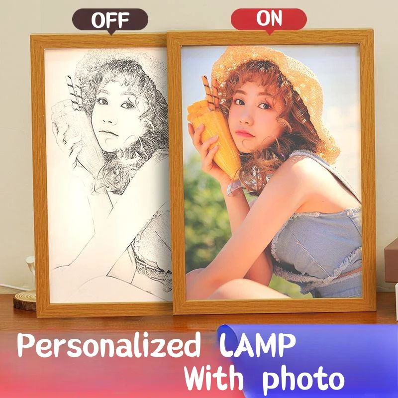 Personalized Photo Custom LED Light Painting With Frame Luminous Painting Three Color Dimming