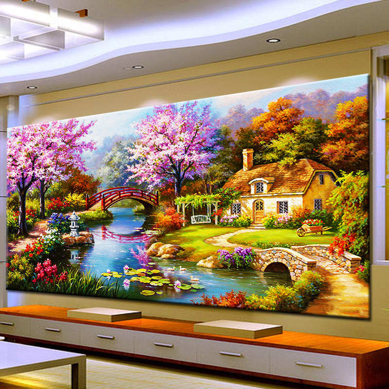 120x60CM Dream home landscape 5D Full Diamond Painting NO Frame