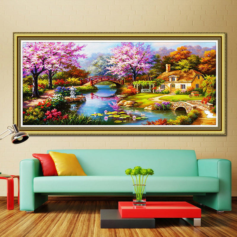 120x60CM Dream home landscape 5D Full Diamond Painting NO Frame