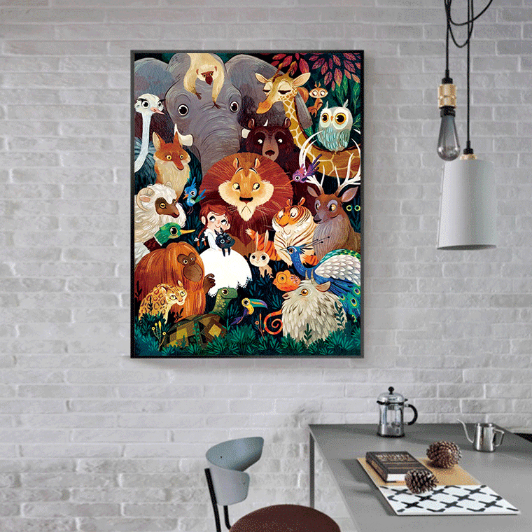 70x90CM Animal paradise 5D Full Diamond Painting NO Frame Round diamond